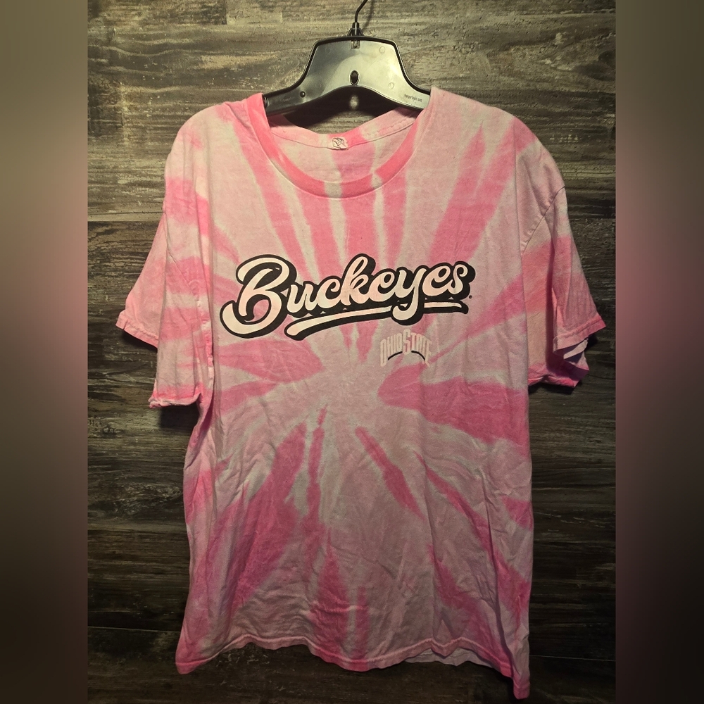 Vintagr Ohio State Buckeyes NCAA‎ Men's Sz XL Pink Tie-Dye T-Shirt